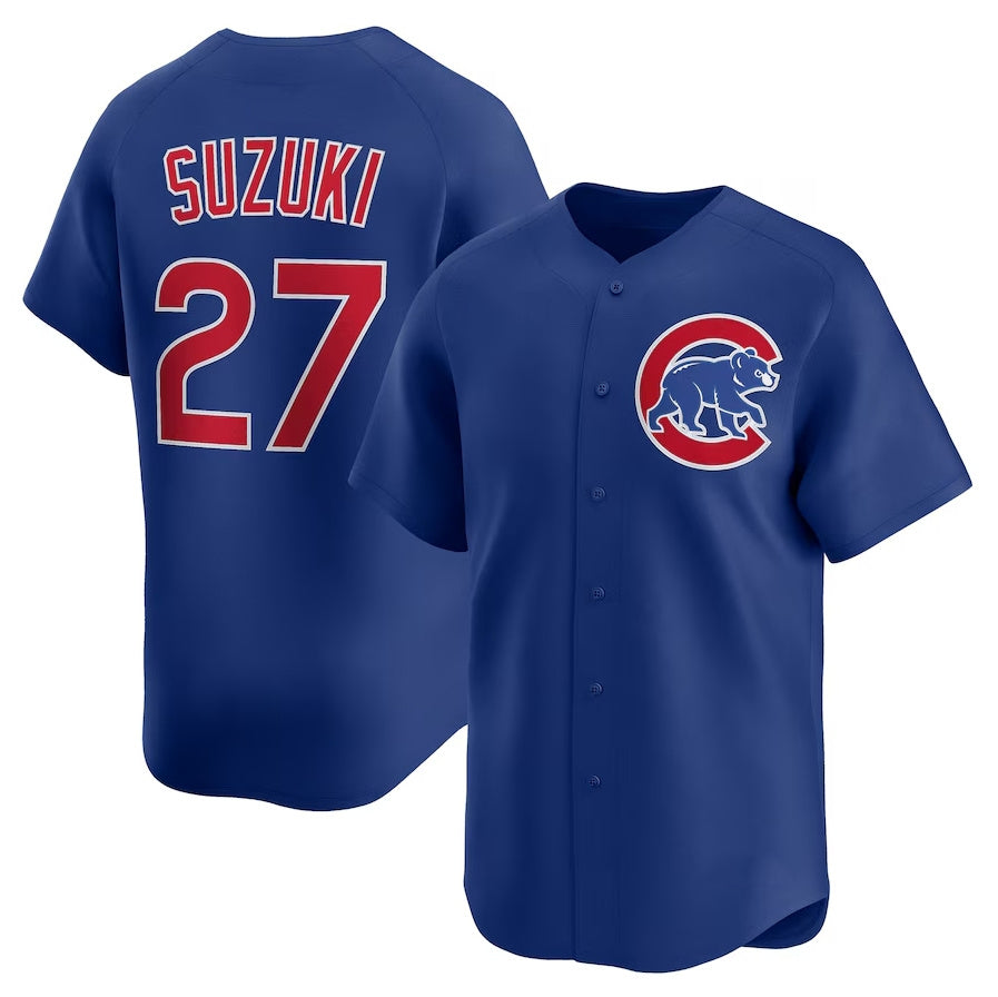 Chicago Cubs #27 Seiya Suzuki Alternate Limited Jersey - Royal Stitched Baseball Jersey - Main View