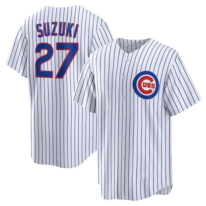 Chicago Cubs #27 Seiya Suzuki Home Replica Jersey - White Stitched Baseball Jersey - Main View