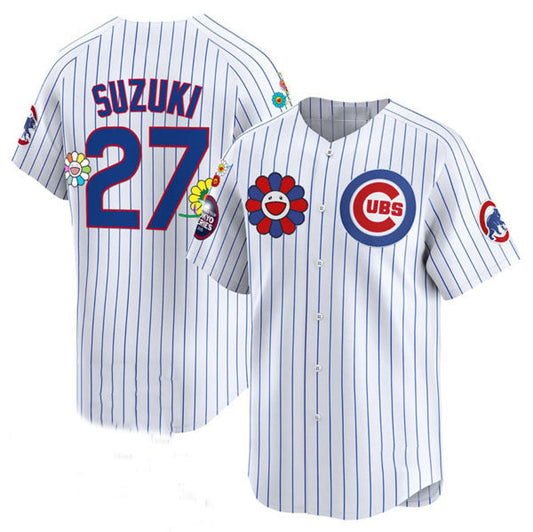 Chicago Cubs #27 Seiya Suzuki White 2025 Tokyo Series Limited Stitched Baseball Jersey - Main View