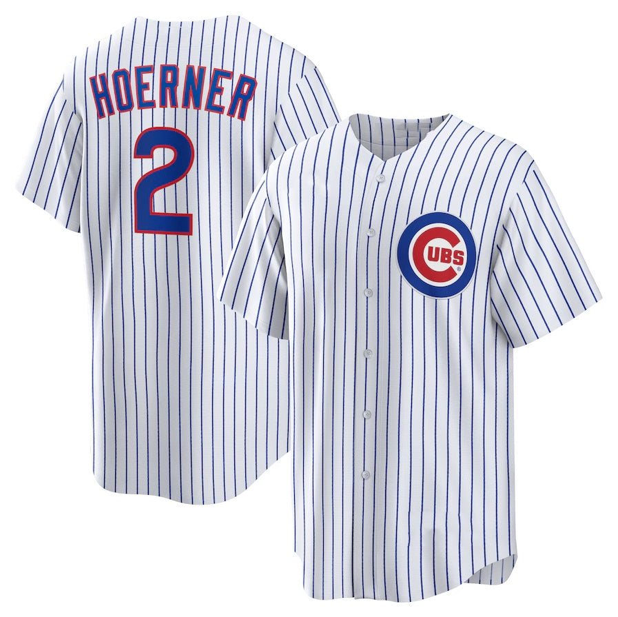 Chicago Cubs #2 Nico Hoerner Replica Player Jersey - White Stitched Baseball Jersey - Main View