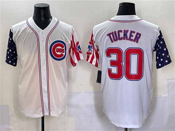 Chicago Cubs #30 Kyle Tucker White 2025 Independence Day Vapor Premier Limited Stitched Baseball Jersey - Main View