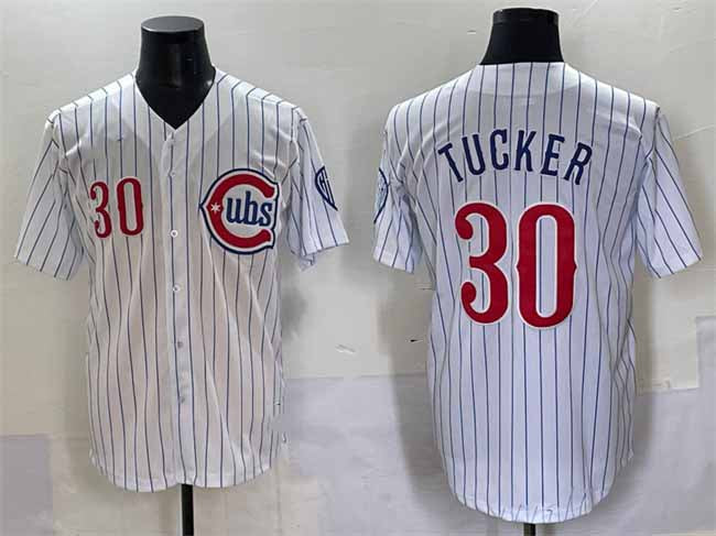Chicago Cubs #30 Kyle Tucker White Pinstripe 2nd Alternate Limited Stitched Baseball Jersey - Main View