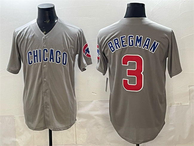 Chicago Cubs #3 Alex Bregman Grey Limited Stitched Baseball Jersey - Main View