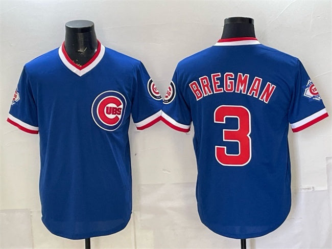 Chicago Cubs #3 Alex Bregman Royal 150th Anniversary Throwback Vapor Limited Stitched Jersey - Main View