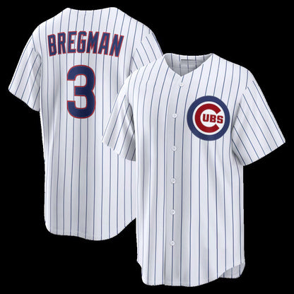 Chicago Cubs #3 Alex Bregman White Home Replica Stitched Baseball Jersey - Main View