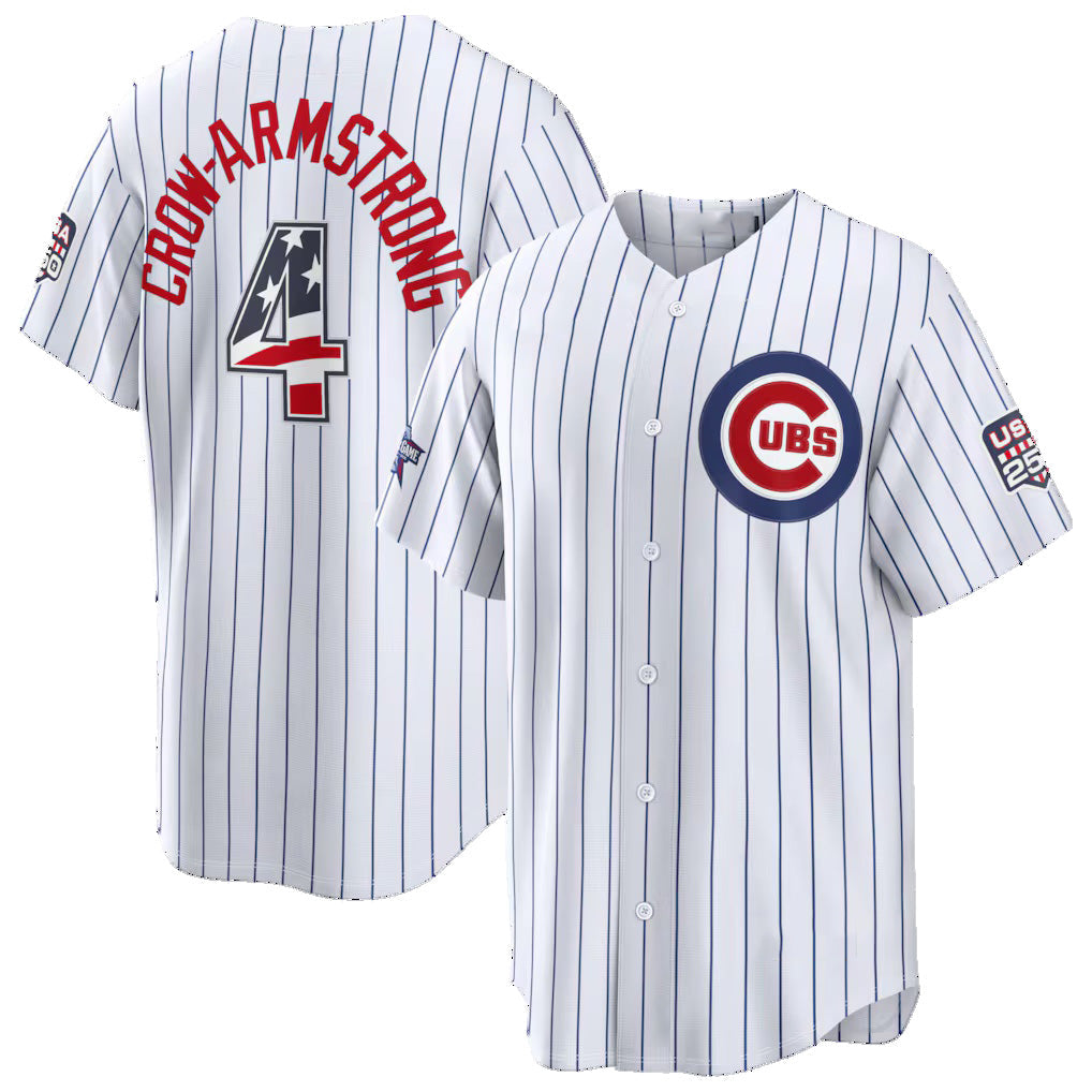 Chicago Cubs #4 Pete Crow-Armstrong 2026 All-Star Edition Stars & Stripes White Stadium Baseball Jersey - Main View