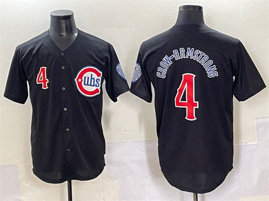Chicago Cubs #4 Pete Crow-Armstrong Black Limited Stitched Baseball Jersey - Main View