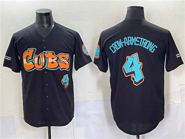 Chicago Cubs #4 Pete Crow-Armstrong Black 'Graffiti North Side Edition' Vapor Premier Limited Stitched Baseball Jersey - Main View