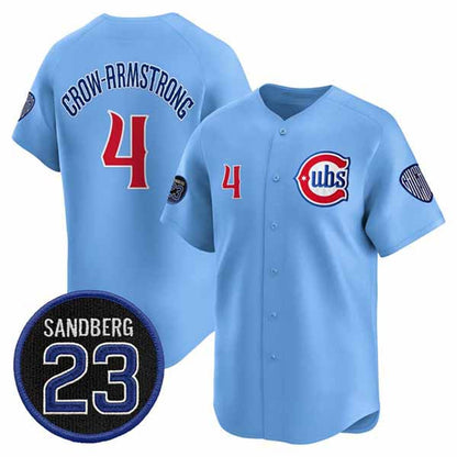 Chicago Cubs #4 Pete Crow-Armstrong Blue 'Ryne Sandberg Tribute' Vapor Limited V2 Stitched Baseball Jersey - Main View