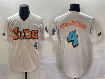 Chicago Cubs #4 Pete Crow-Armstrong Cream 'Graffiti North Side Edition' Vapor Premier Limited Stitched Baseball Jersey - Main View