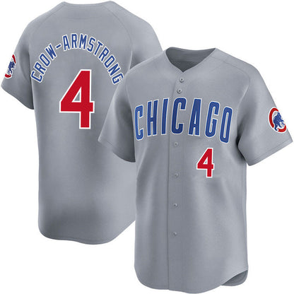 Chicago Cubs #4 Pete Crow-Armstrong Gray Limited Stitched Baseball Jersey - Main View