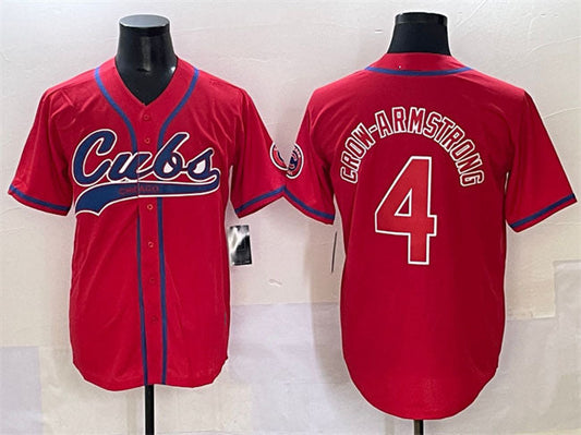 Chicago Cubs #4 Pete Crow-Armstrong Red Cool Base Stitched Baseball Jersey - Main View