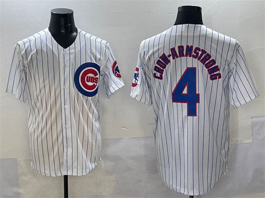 Chicago Cubs #4 Pete Crow-Armstrong White Cool Base Stitched Baseball Jersey - Main View