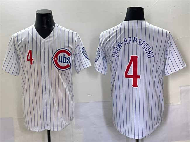 Chicago Cubs #4 Pete Crow-Armstrong White Pinstripe 2nd Alternate Limited Stitched Baseball Jersey - Main View