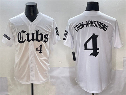 Chicago Cubs #4 Pete Crow-Armstrong White 'Gothic North Side Edition' Vapor Premier Limited Stitched Baseball Jersey - Main View