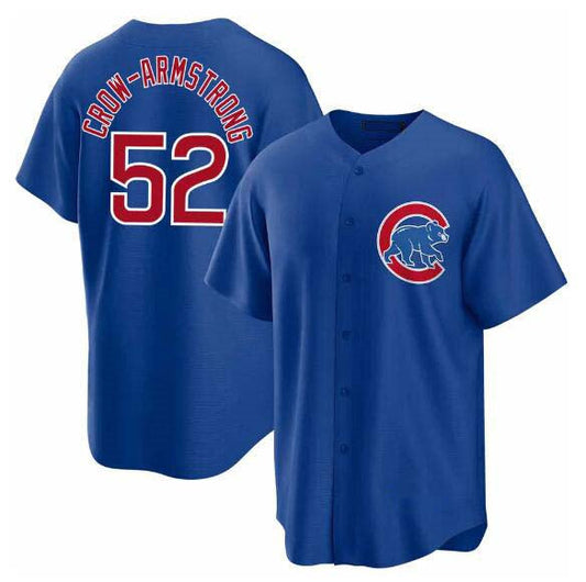 Chicago Cubs #52 Pete Crow-Armstrong Blue 2024 Cool Base Stitched Baseball Jersey - Main View