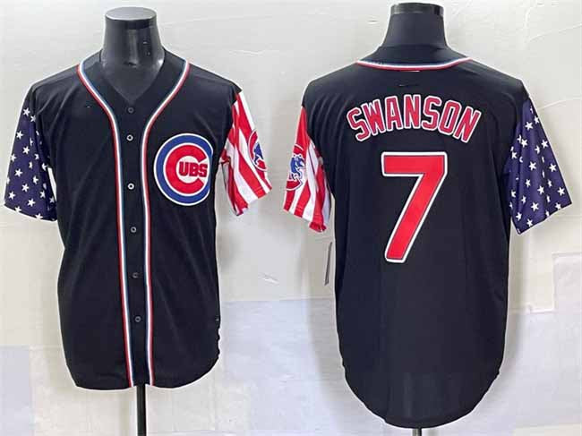 Chicago Cubs #7 Dansby Swanson Black 2025 Independence Day Vapor Premier Limited Stitched Baseball Jersey - Main View