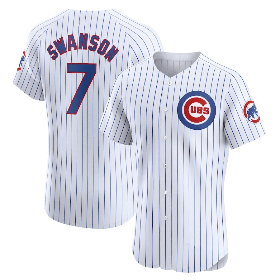 Chicago Cubs #7 Dansby Swanson Home Elite Player Jersey - White Stitched Baseball Jersey - Main View