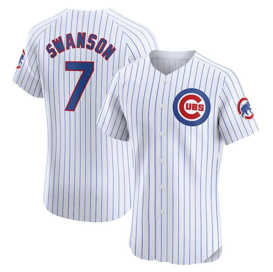 Chicago Cubs #7 Dansby Swanson Home Elite Player Jersey - White Stitched Baseball Jersey - Main View
