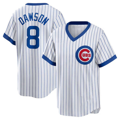 Chicago Cubs #8 Andre Dawson Home Cooperstown Collection Player Jersey - White Stitched Baseball Jersey - Main View