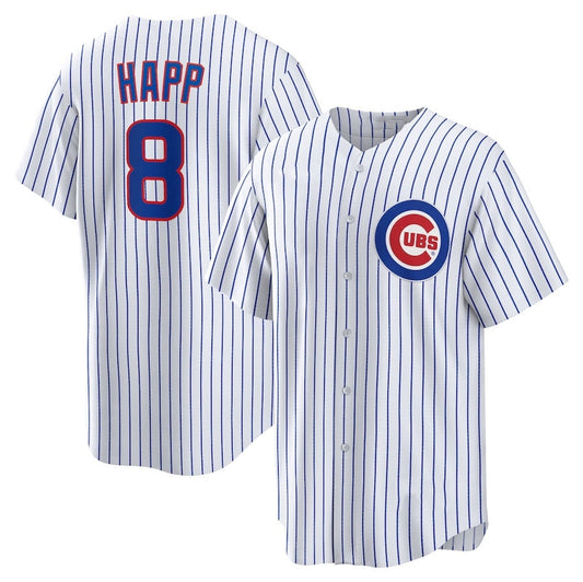 Chicago Cubs #8 Ian Happ Home Replica Jersey - White Stitched Baseball Jersey - Main View