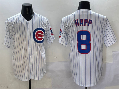 Chicago Cubs #8 Ian Happ White Cool Base Stitched Baseball Jersey - Main View