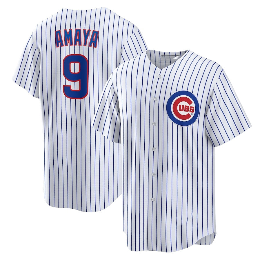 Chicago Cubs #9 Miguel Amaya Home Replica Jersey - White Stitched Baseball Jersey - Main View