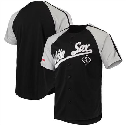 Chicago White Sox Black Stitches Button-Down Raglan Replica Jersey Baseball Jerseys - Main View