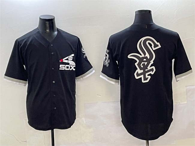 Chicago White Sox Black Team Big Logo Cool Base Stitched Baseball Jersey - Main View