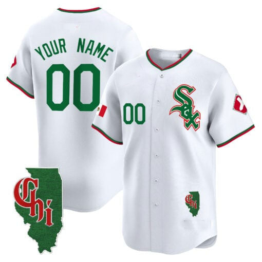 Custom Chicago White Sox Mexico Vapor Premier Limited – Illinois Patch – All Stitched Baseball Jersey - Main View