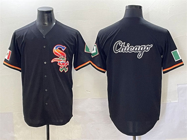 Chicago White Sox Team Big Logo Black Mexico Limited Stitched Baseball Jersey - Main View