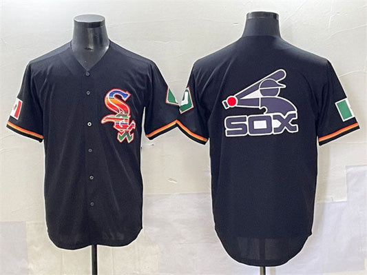 Chicago White Sox Team Big Logo Black Mexico Limited Stitched Baseball Jersey - Main View