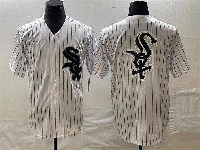Chicago White Sox White Team Big Logo Cool Base Stitched Baseball Jersey - Main View