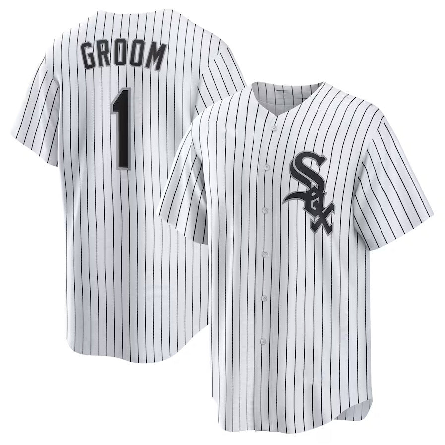 Chicago White Sox #1 Groom Home Replica Jersey - White Stitched Baseball Jersey - Main View