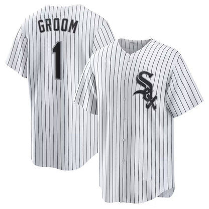 Chicago White Sox #1 Groom Home Replica Jersey - White Stitched Baseball Jersey - Main View