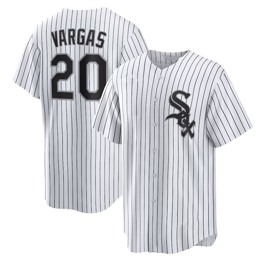 Chicago White Sox #20 Miguel Vargas Home Replica Jersey - White Stitched Baseball Jersey - Main View