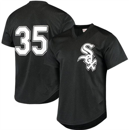 Chicago White Sox #35 Frank Thomas Black Mitchell & Ness Cooperstown Mesh Batting Practice Jersey Baseball Jerseys - Main View