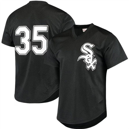 Chicago White Sox #35 Frank Thomas Black Mitchell & Ness Cooperstown Mesh Batting Practice Jersey Baseball Jerseys - Main View