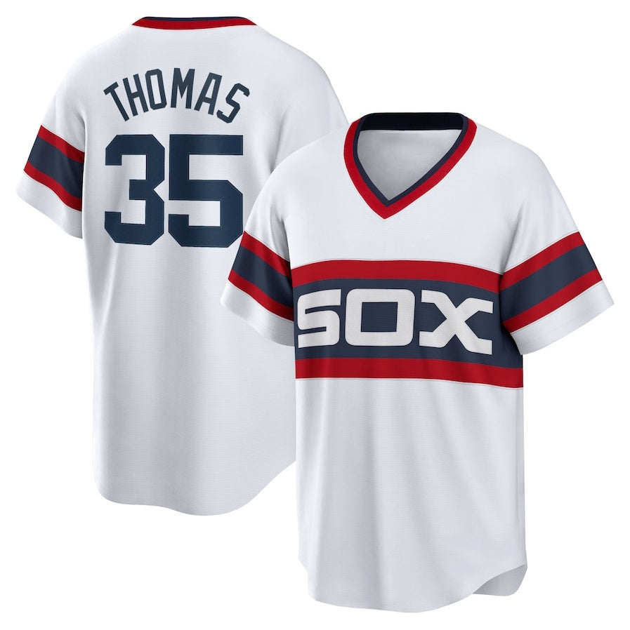 Chicago White Sox #35 Frank Thomas Home Cooperstown Collection Player Jersey - White Stitched Baseball Jersey - Main View