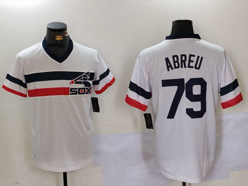 Chicago White Sox #79 Jose Abreu White NEW Throwback Cool Base Baseball Jerseys - Main View