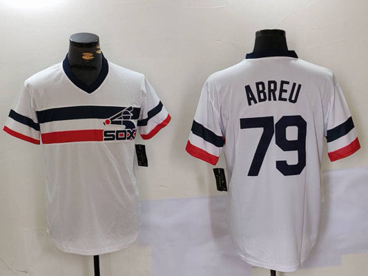 Chicago White Sox #79 Jose Abreu White NEW Throwback Cool Base Baseball Jerseys - Main View