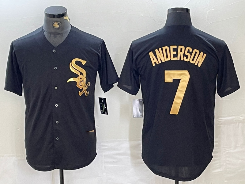 Chicago White Sox #7 Tim Anderson Black Gold Cool Base Stitched Baseball Jersey - Main View