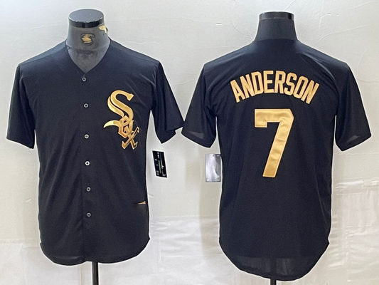 Chicago White Sox #7 Tim Anderson Black Gold Cool Base Stitched Baseball Jersey - Main View