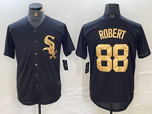 Chicago White Sox #88 Luis Robert Black Gold Cool Base Stitched Baseball Jersey - Main View