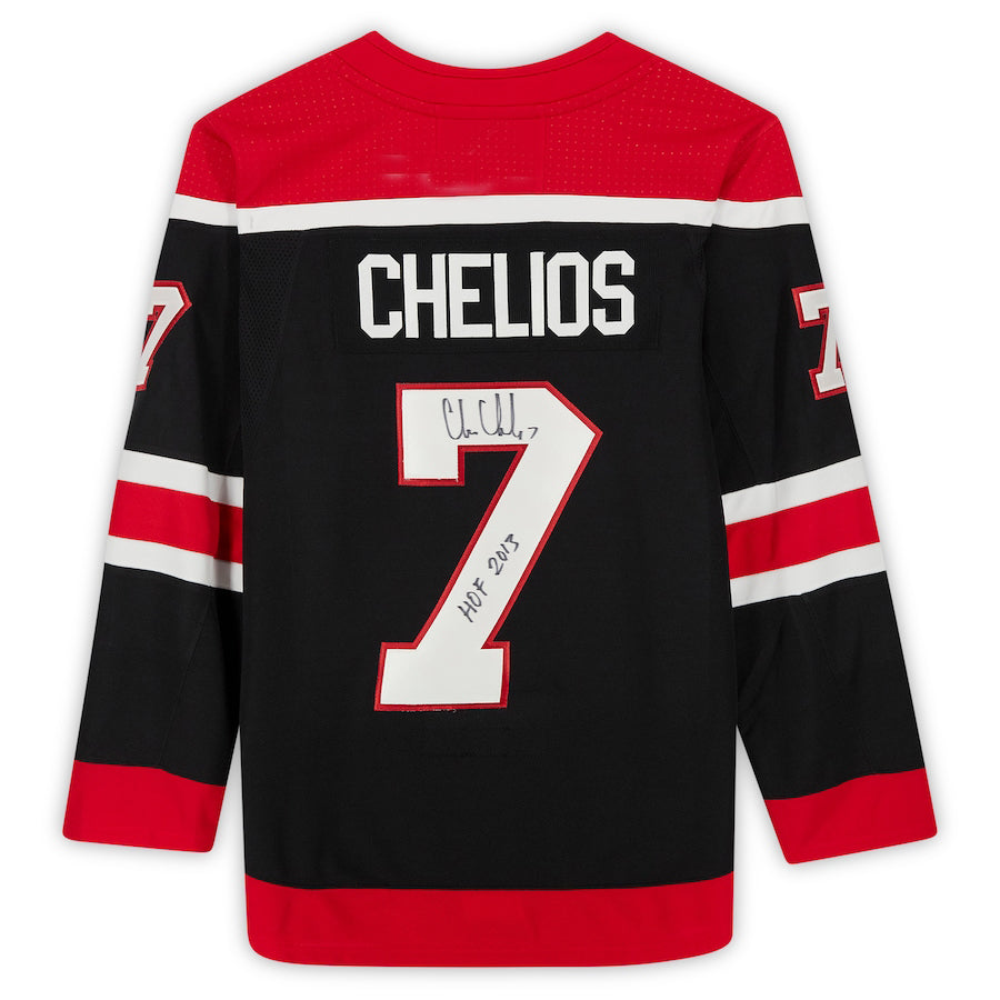 C.Blackhawks #7 Chris Chelios Fanatics Authentic Autographed 2020-21 Reverse Retro with HOF 2013 Inscription Hockey Jerseys - Main View