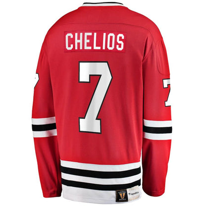 C.Blackhawks #7 Chris Chelios Fanatics Branded Premier Breakaway Retired Player Jersey Red Stitched American Hockey Jerseys - Main View