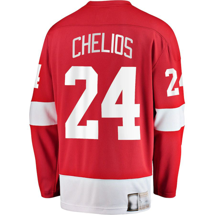 D.Red Wings #24 Chris Chelios Fanatics Branded Premier Breakaway Retired Player Red Stitched American Hockey Jerseys - Main View