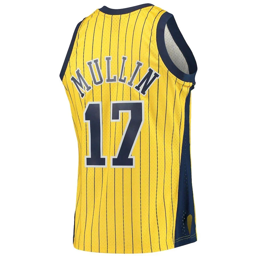 IN.Pacers #17 Chris Mullin Mitchell & Ness 1999-00 Hardwood Classics Swingman Jersey Gold Stitched American Basketball Jersey - Main View