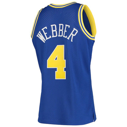 G.State Warriors #4 Chris Webber Mitchell & Ness Hardwood Classics 1993-94 Swingman Jersey Royal Stitched American Basketball Jersey - Main View