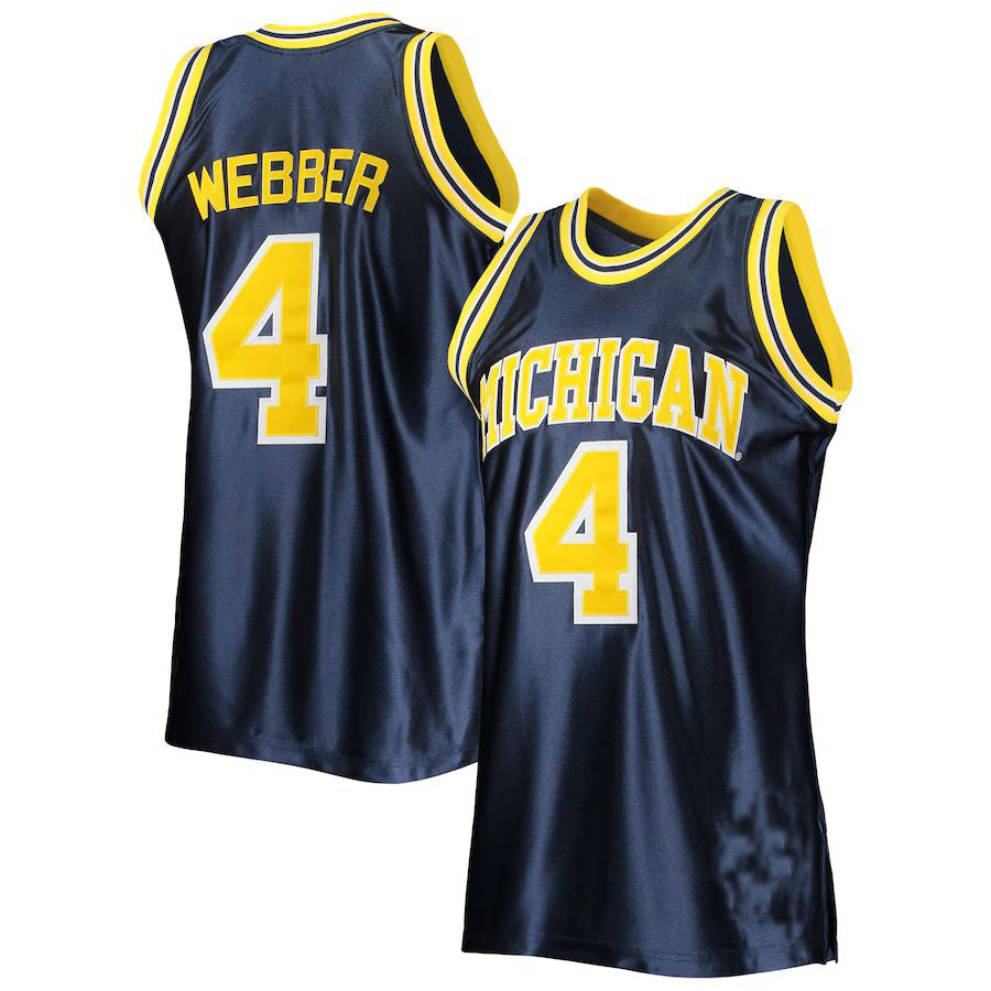 M.Wolverines #4 Chris Webber Mitchell & Ness 1991-92 Authentic Throwback Navy Stitched American College Jerseys - Main View